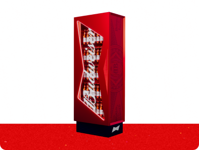 A FILLED UP BUD FRIDGE