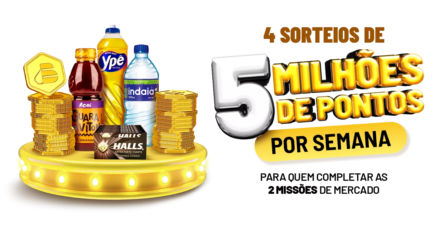 4 SORTEIOS DE 5 MILHÕES DE PONTOS 4 SORTEIOS DE 5 MILHÕES DE PONTOS