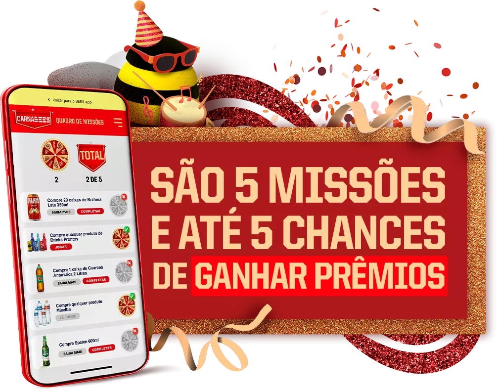 São 5 missões e até 5 chances de GANHAR PRÊMIOS! São 5 missões e até 5 chances de GANHAR PRÊMIOS!