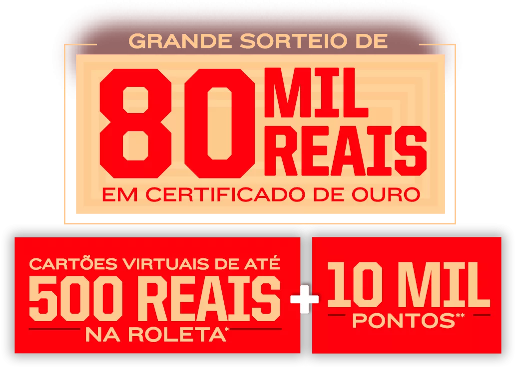Grande Sorteio de 80 MIL REAIS + 500 REAIS NA ROLETA