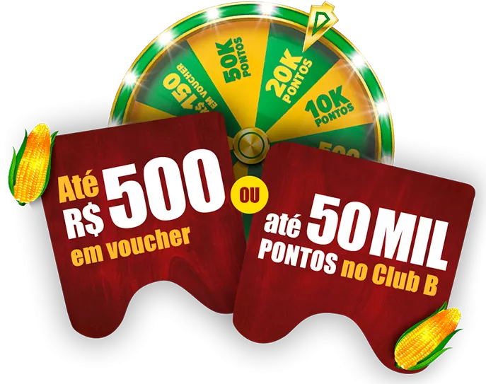 Até 50 reais em voucher ou até 50 mil pontos no Club B