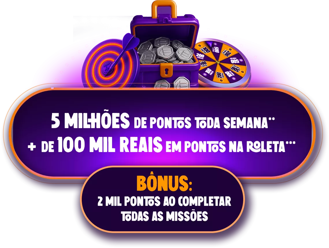 5 MILHÕES de pontos toda semana, + de 100 MIL REAIS em pontos na roleta. Bônus de 2 mil pontos ao completar todas as missões