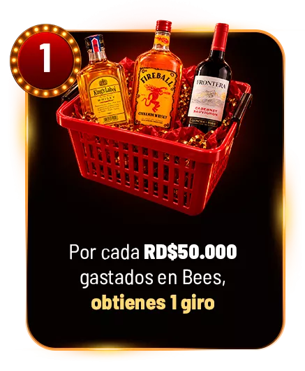 1. Por cada RD$50.000 gastados en Bees, obtienes 1 giro