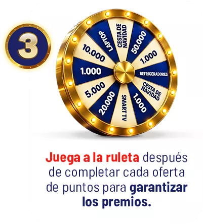 3. Juega a la ruleta despu&eacute;s de completar cada oferta de puntos para garantizar los premios