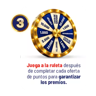 Juega a la ruleta despu&eacute;s de completar cada oferta de puntos para garantizar los premios.